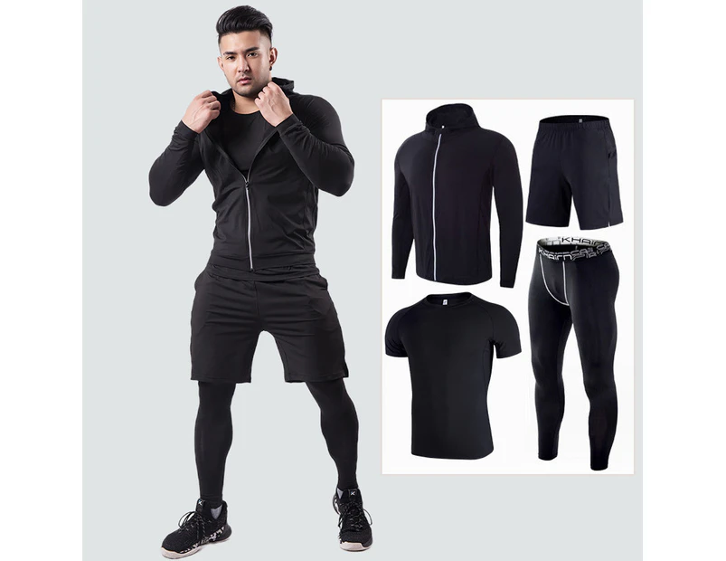Men's Thermal Underwear Sets Winter Gear Men's Base Layers Long Pants Quick Dry Tights-Four piece Pattern 20
