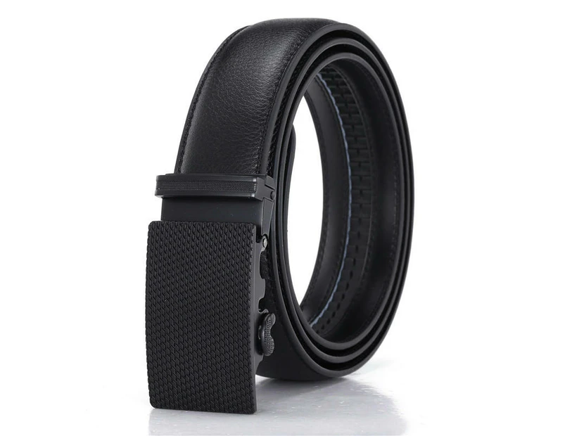 Men's Leather Ratchet Dress Belt And Tall With Automatic Buckle-Black buckle