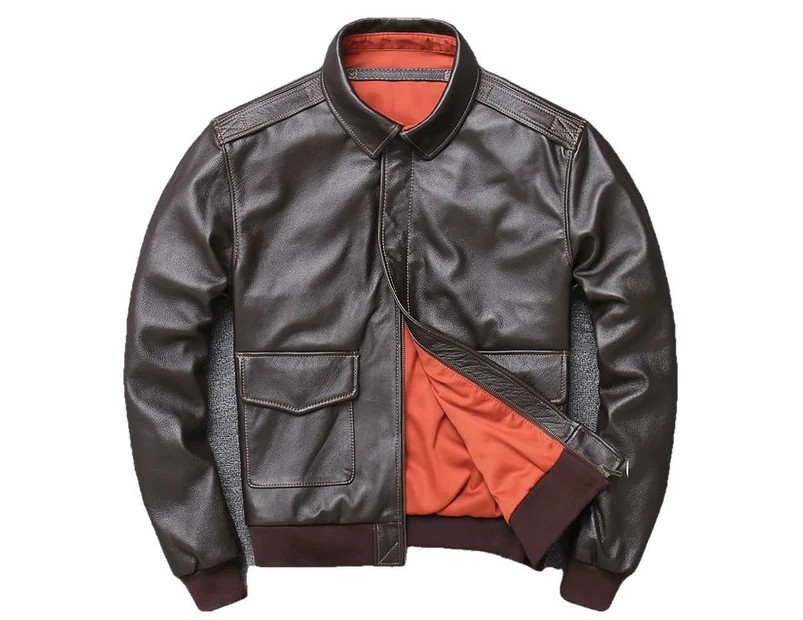 Karl Men's Bomber Leather Jacket - Brown