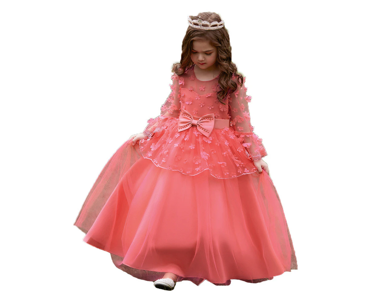 4yrs-14yrs Kids Girls' Sweet Floral Lace Peplum Party Frocks