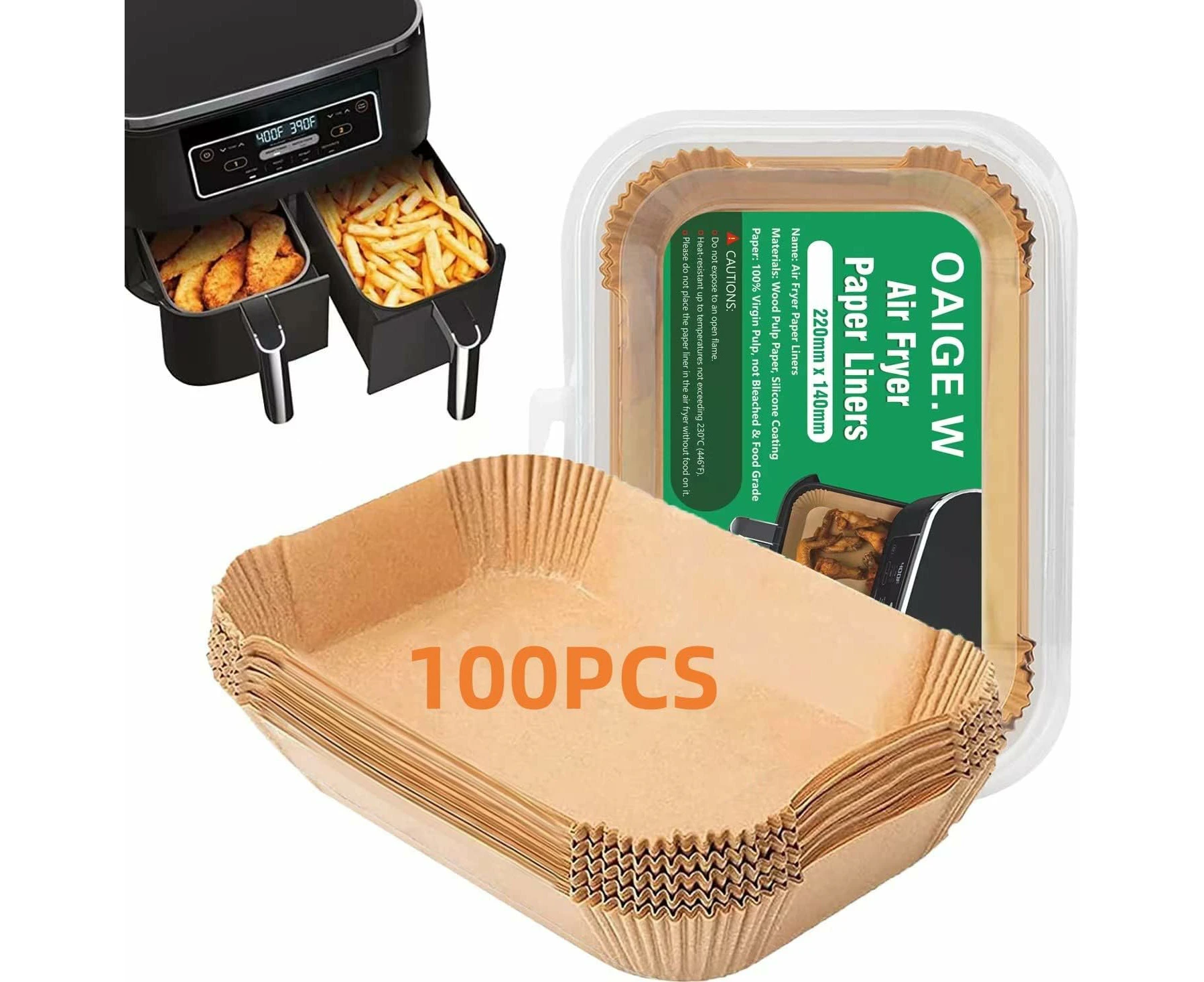 Air Fryer Liner 100PCS NonStick, Compatible Ninja Salter, Dual Zone