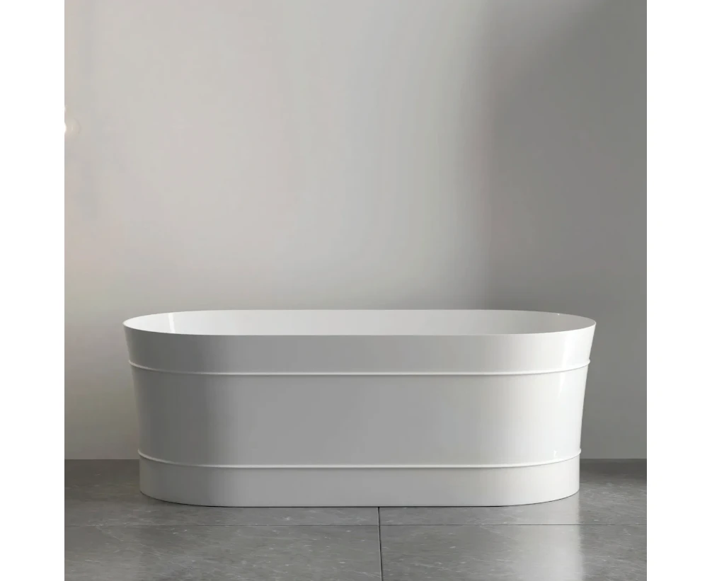 1500*750*580mm BONDI Gloss White Oval Acrylic Freestanding Bathtub