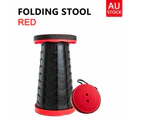 （Red）Portable Retractable Telescopic Folding Stool Seat Camping Fishing Travel Chairs