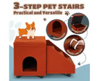 2 IN 1 Dog Ramp Pet Stairs Wooden Cat Steps Puppy Ladder With Bed Foldable for Car Couch Sofa Window House Indoor
