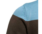 Mens Cardigan Fleece Lined Knitted Sweater Thick Jumper Pattern Knit Winter Coat-Upper Black