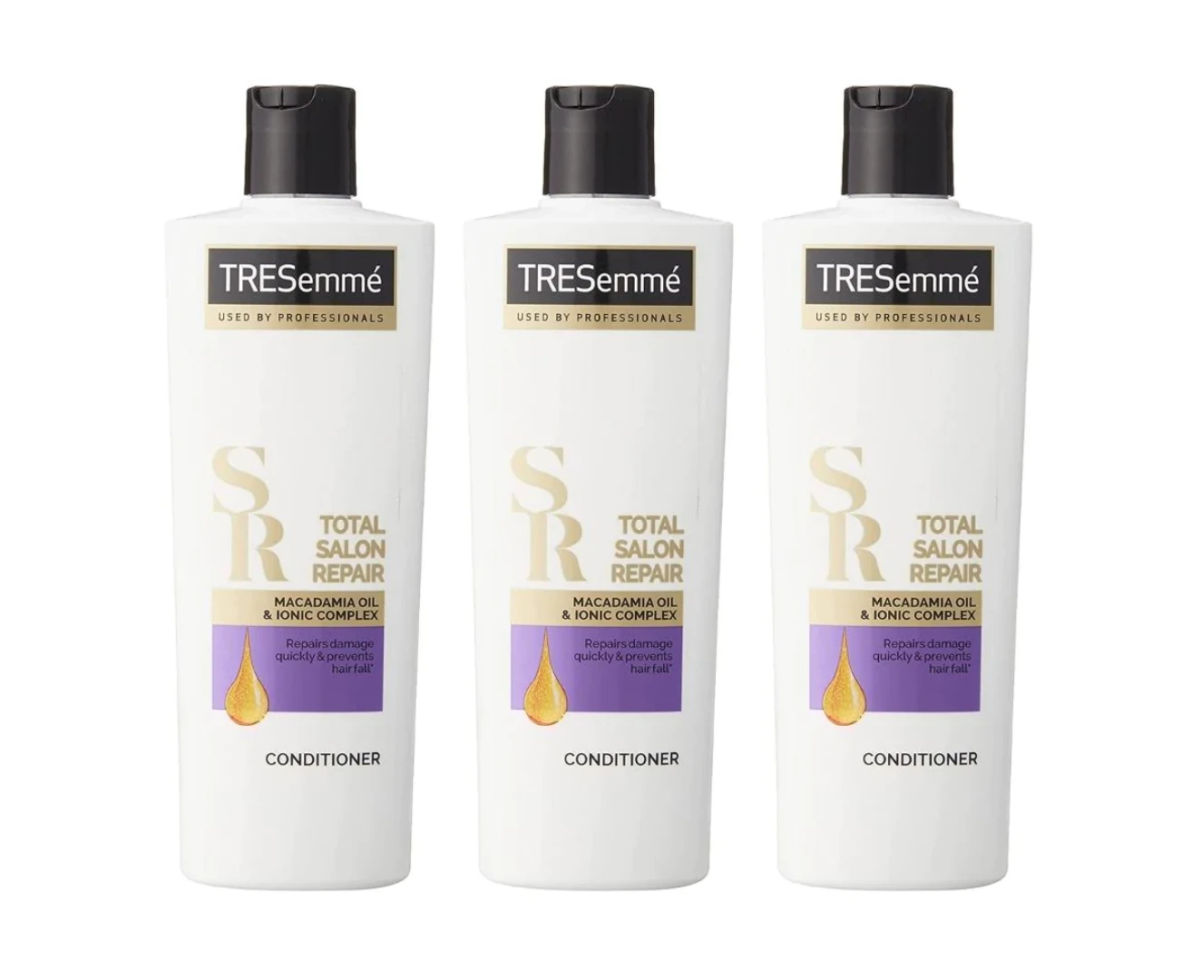 3 x Tresemme Total Salon Repair Conditioner 340mL Macadamia Oil & Ionic Complex