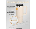40 oz Tumbler With Handle and Straw Lid Insulated Reusable Stainless Steel Water Bottle Travel Mug Iced Coffee Cup Travel Mug