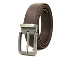 Men Genuine Leather Dress Belt with Single Prong Buckle-Coffee