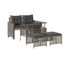 vidaXL 4 Piece Garden Sofa Set with Cushions Grey Poly Rattan Glass