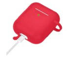 Airpods Case Cover Silicone Protective Case for Apple AirPod 2nd and 1st Generation with Cleaner Kit and Keychain-Red