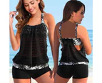 2 Pcs/Set Beach Top Swimwear Bikini Beach Garment-Black