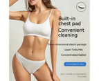 Women's Bra and Panties Set Seamless V-Neck Bra Underwear Comfort Thong Set-white