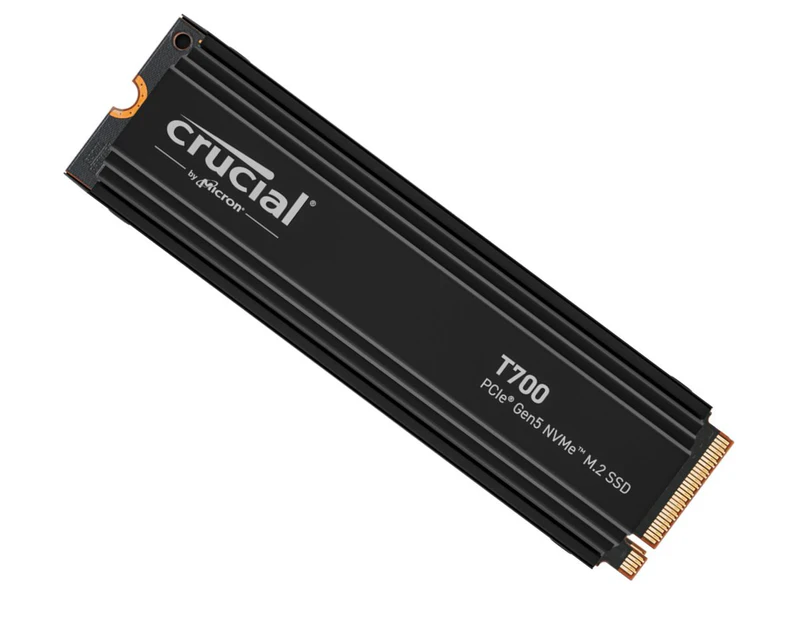 Crucial T700 4TB Gen5 NVMe SSD Heatsink 12400 11800 MB s R W 2400TBW 1500K IOPs 1.5M hrs MTTF with DirectStorage Intel 13th Gen  AMD Ryzen 7000