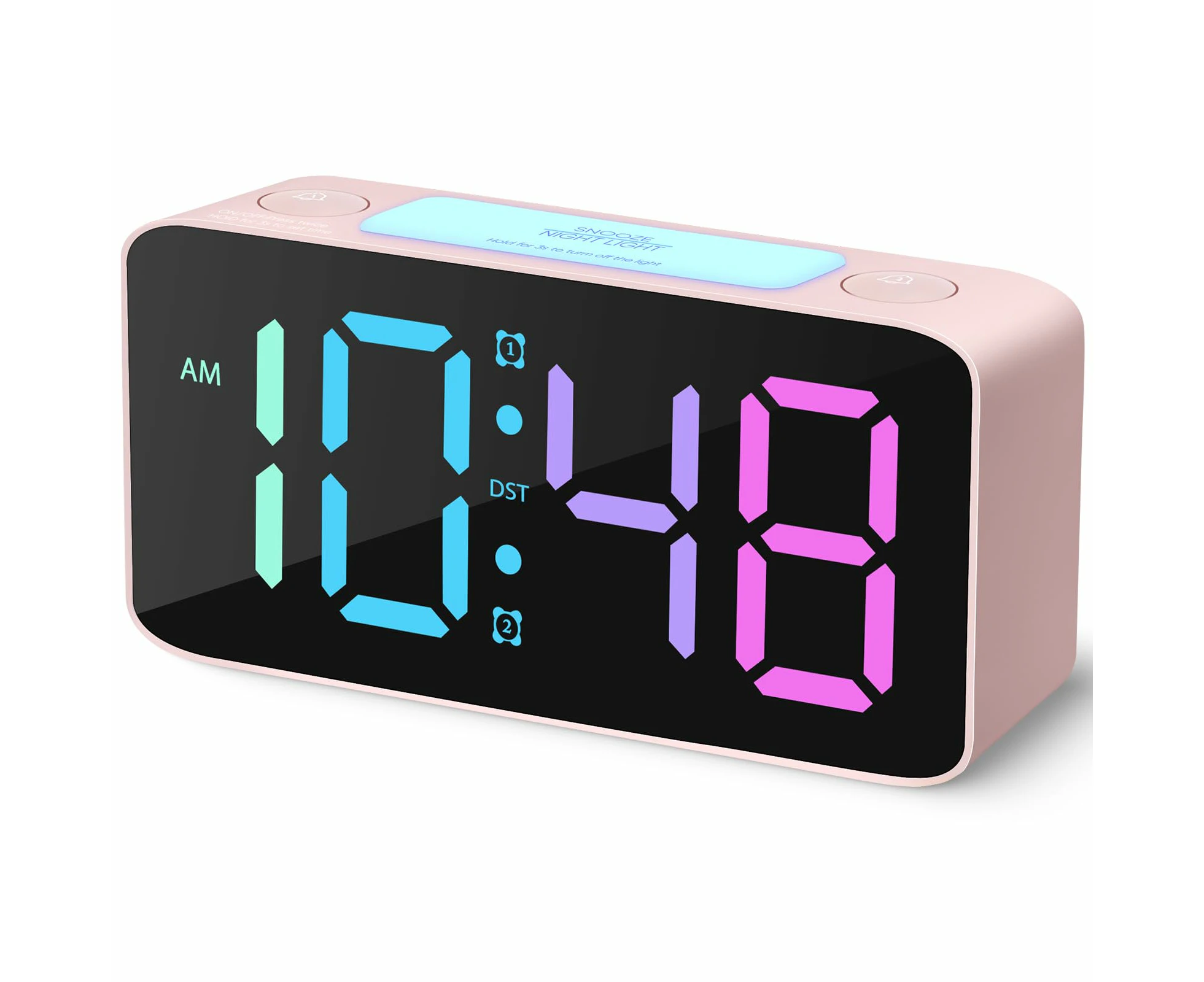 Super Loud Alarm Clock for Heavy Sleepers Adults,RGB Digital Clock with 7 Color NightLight,Adjustable Volume,Dimmer,USB Charger,Small Clocks