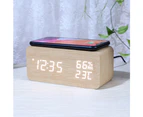Wireless charging wooden electronic alarm clock Bamboo wood