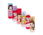 Disney Princess Girls Calf Socks Set of 6 (Multicoloured)
