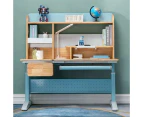 Adjustable Height Blue Study Desk for Kids - Solid Rubber Wood - 120cm AU