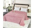 Taffeta blankets for sofa bed soft jacquard fluffy comfy blanket, double-sided thickened plush fleece couch throw blanket-Rose powder