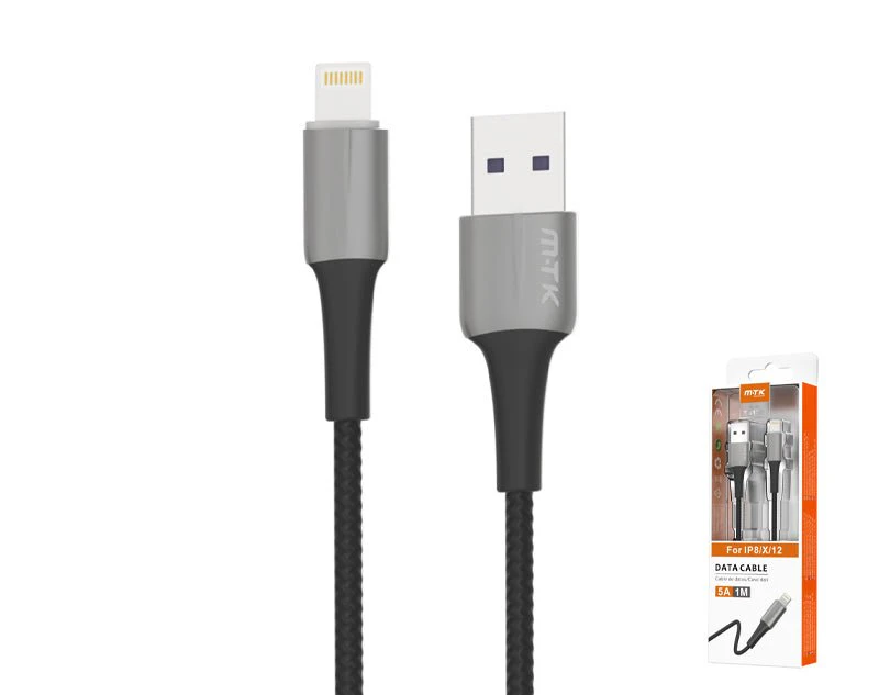 IP6 / 7 / 8 / X / SR to USB Data Cable 1m TB1281 PREMIUM SERIES 5AMP - Grey