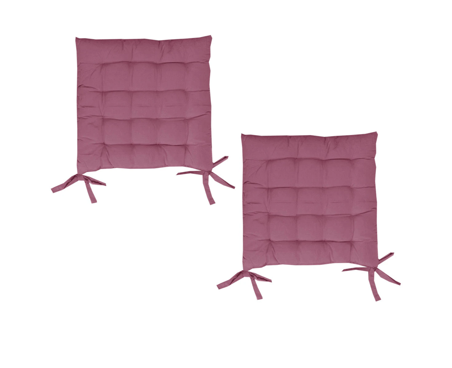 Set of 2 Chair Pads with Ties 40 x 40 cm - Dusty Pink