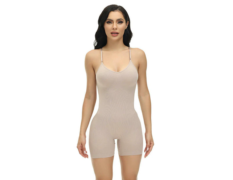 Shapewear for Women Tummy Control Bodysuit Mid Thigh Butt Lifter Body Shaper Shorts-Apricot color