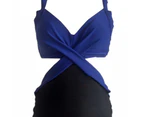 Women Summer Monokini Solid Bathing Suit Women Clothes-Blue