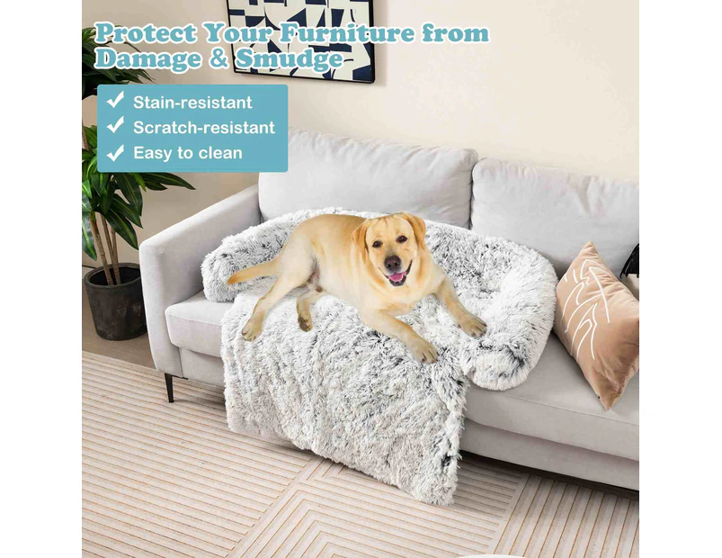 Costway Large Dog Bed Puppy Sofa Pet Cushion Couch Protector Blanket w/Washable Cover & Anti-Slip Bottom White