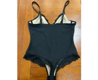 Lace Hollow Out Bodysuit Sexy Shapewear Lingerie Ladies Hip Lift Tummy Tuck Shaper-Coffee color