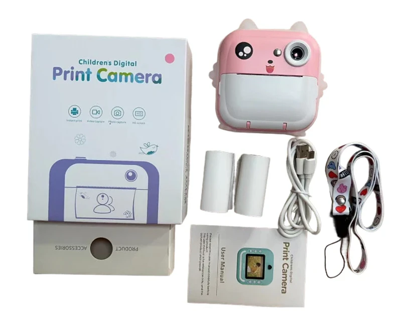 Kids Camera Instant Print Toddler Digital Camera 1080P HD  Instant Print Photo with 2 Rolls Photo Paper 32GB Card