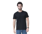 Men's T-shirt Plain Blank 100% heavy Cotton Basic Tee Short Sleeve Large S - 5XL Black