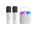 Mini Karaoke Machine Portable Bluetooth Karaoke Speaker with 2 Wireless Mics-White