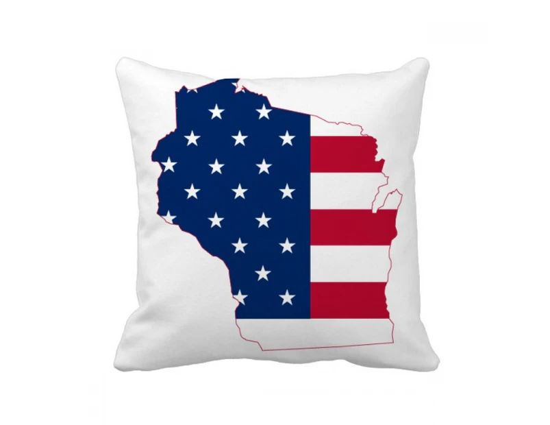 Wisconsin America Map Stars Stripes Flag Shape Throw Pillow Sleeping Sofa Cushion Cover