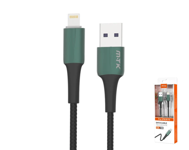 IP6 / 7 / 8 / X / SR to USB Data Cable 1m TB1281 PREMIUM SERIES 5AMP - Green