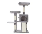 Cat tree  scratching post  multi-level  medium size  light grey  stable