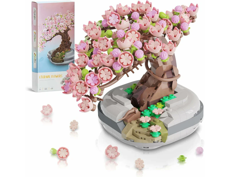 Mini Bricks Cherry Blossom Tree Building Set - Sakura Bonsai DIY Toy, Birthday Gift for Kids 6+ Years Old