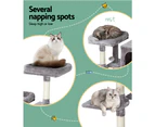 Cat tree  scratching post  multi-level  medium size  light grey  stable