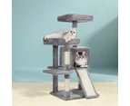 Cat tree  scratching post  multi-level  medium size  light grey  stable