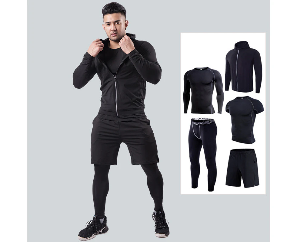 Men's Thermal Underwear Sets Winter Gear Men's Base Layers Long Pants Quick Dry Tights-Five piece Pattern 28