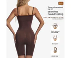 Women's Bodysuit Mid Thigh Shaper Tummy Control Bodysuit Seamless Shapewear-black