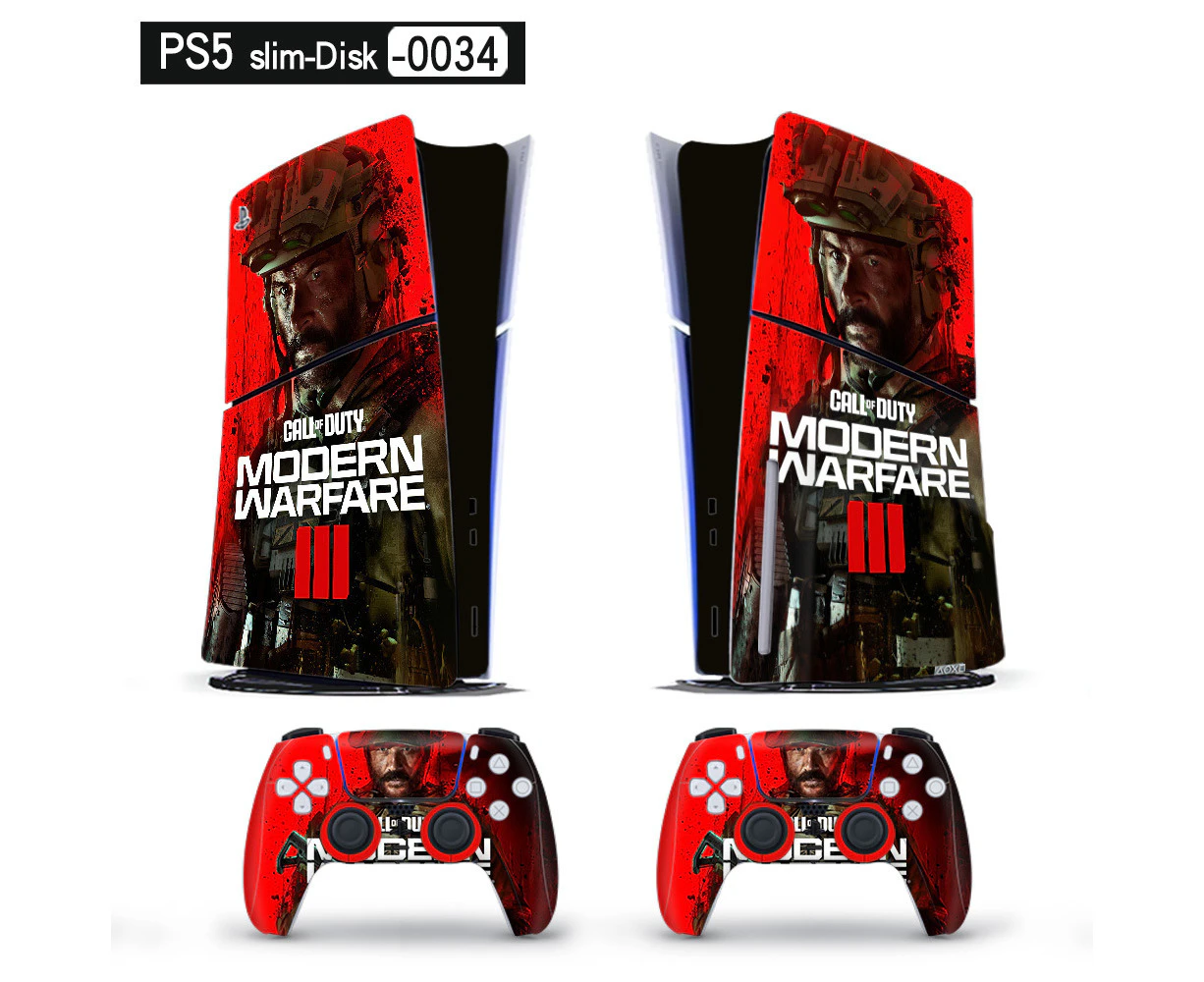 Playstation 5 Slim Ps5 Slim COD Warfare 3 Skin Decal And Controller Stickers Set, Scratch-resistant (Disk-0034)