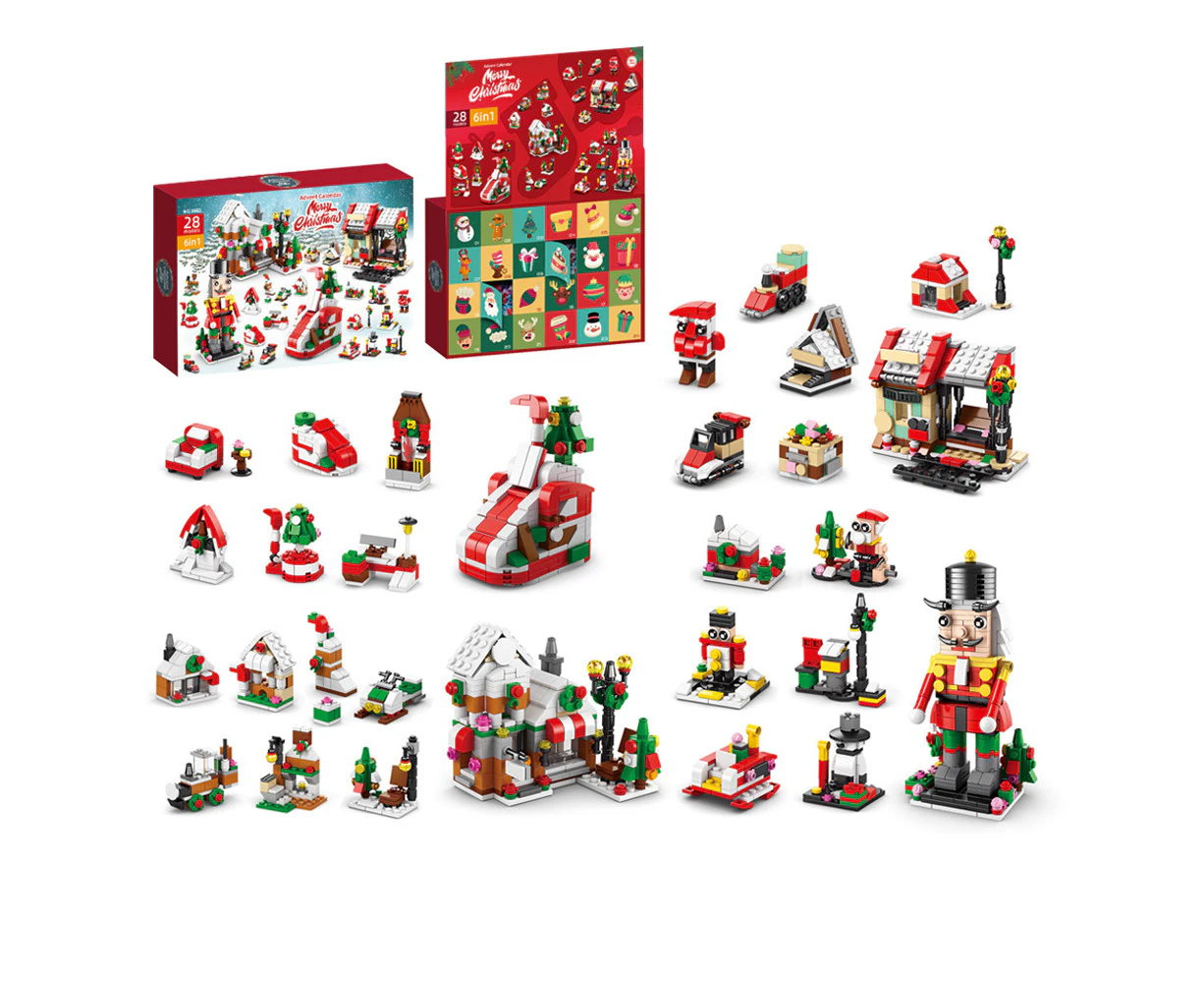 24 Days Christmas Advent Calendar Countdown Calendar Kids Christmas Building Blocks Playsets Blind Box Xmas Gift Free Bonus Customized Bag-1076Pcs