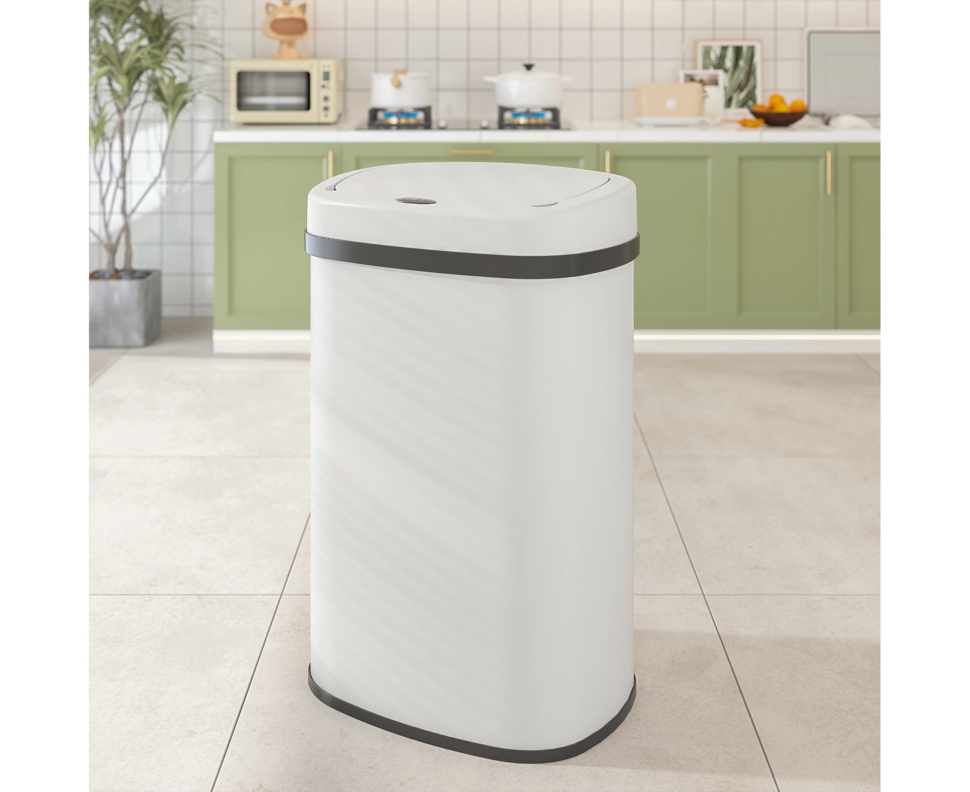 Ufurniture 50L Motion Sensor Rubbish Bin Smart Automatic Kitchen Waste Trash Can White