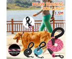Nylon Training Dog Leash Heavy Duty Pet Products Strong Rope Recall Lead Leashes - Black