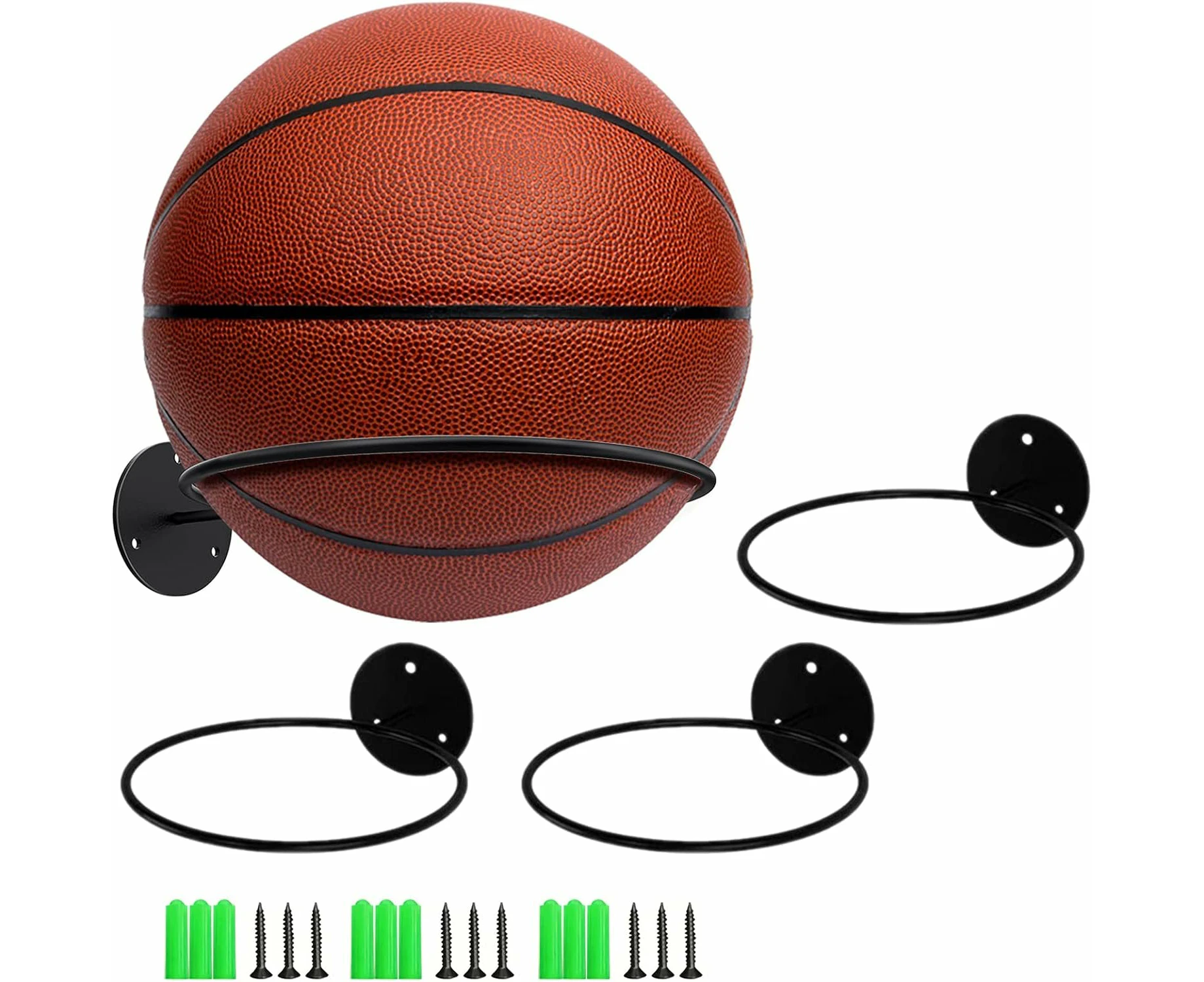 Basketball Holder Wall Mount Ball Storage, Organizer 3 Pack