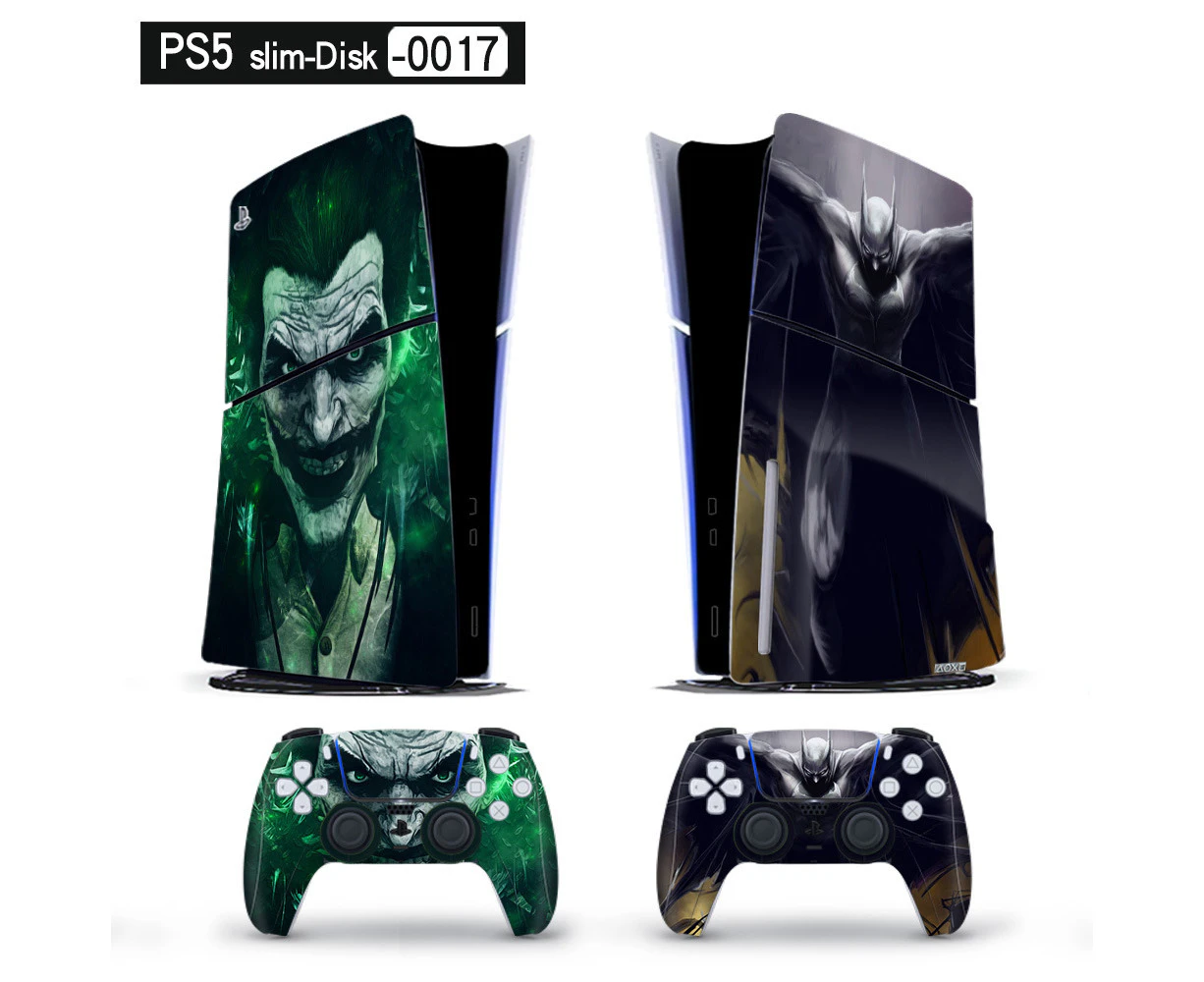 Playstation 5 Slim Ps5 Slim Joker&Bat Skin Decal And Controller Stickers Set, Scratch-resistant (Disk-0017)