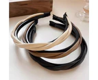 Women Girls Boho Chic Braided Synthetic leather Hair Headband Head Band hoop - Black