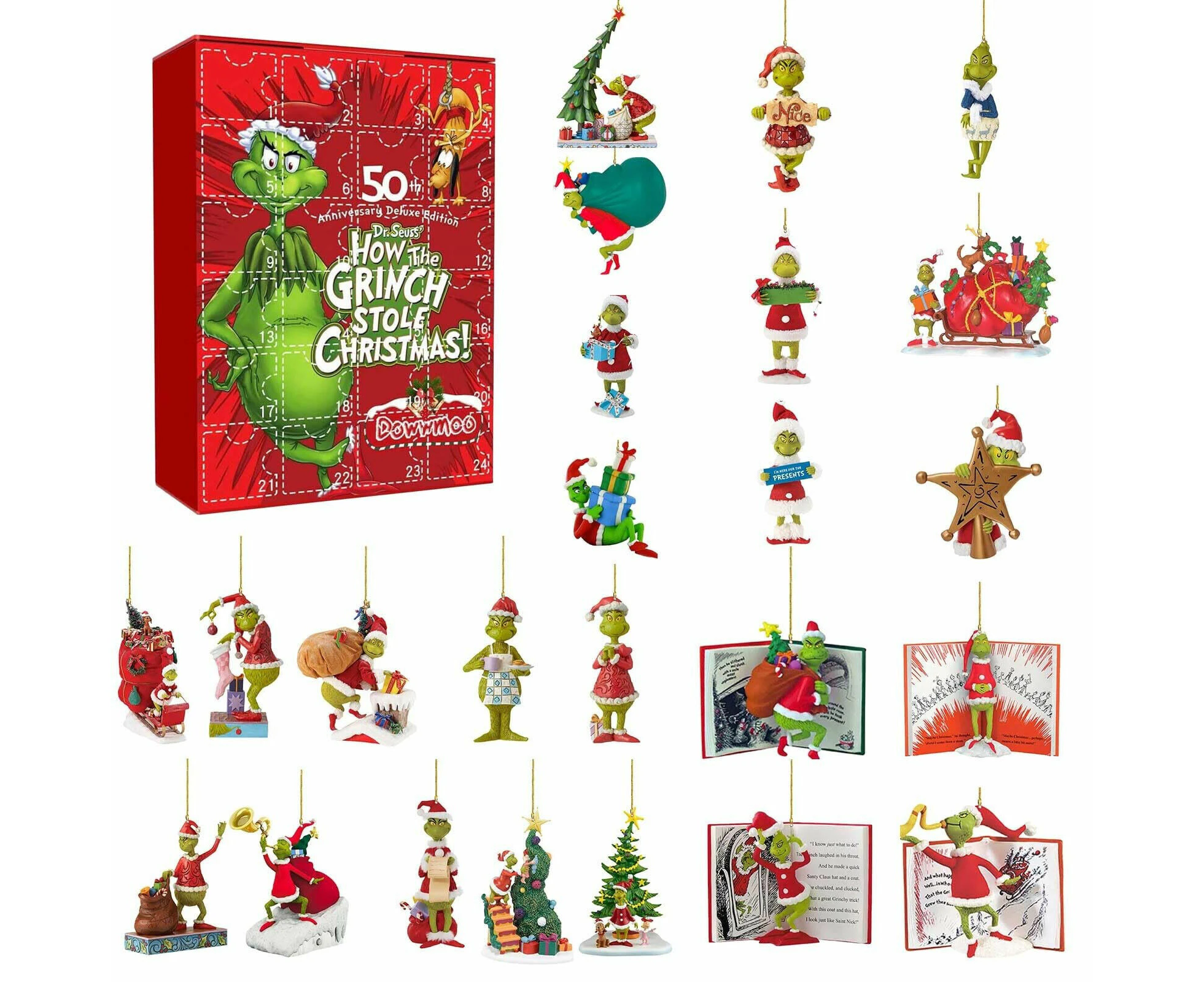 Christmas Grinch Countdown Advent Calendar Surprise Toys Blind Box Xmas Gifts