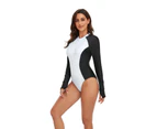 Women Surfing Monokini Zipper Water Sports Clothes-White