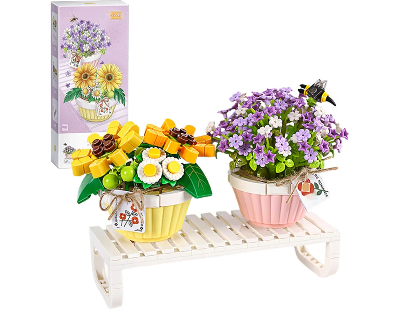 Mini Sunflower Bonsai Tree Building Kit,534PCS DIY Simulating Plant Ecology Collection Building Toy,Bouquet Set Gifts for Adults Women and Teens 8+ Kids