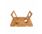 Bamboo Picnic Table With Wine Glass Holder Rack Folding Tray Outdoor Portable